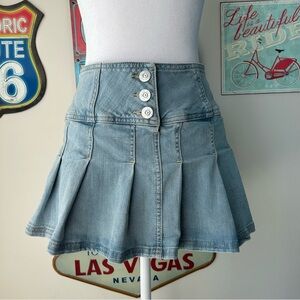 BDG Denim Pleated Mini Skirt